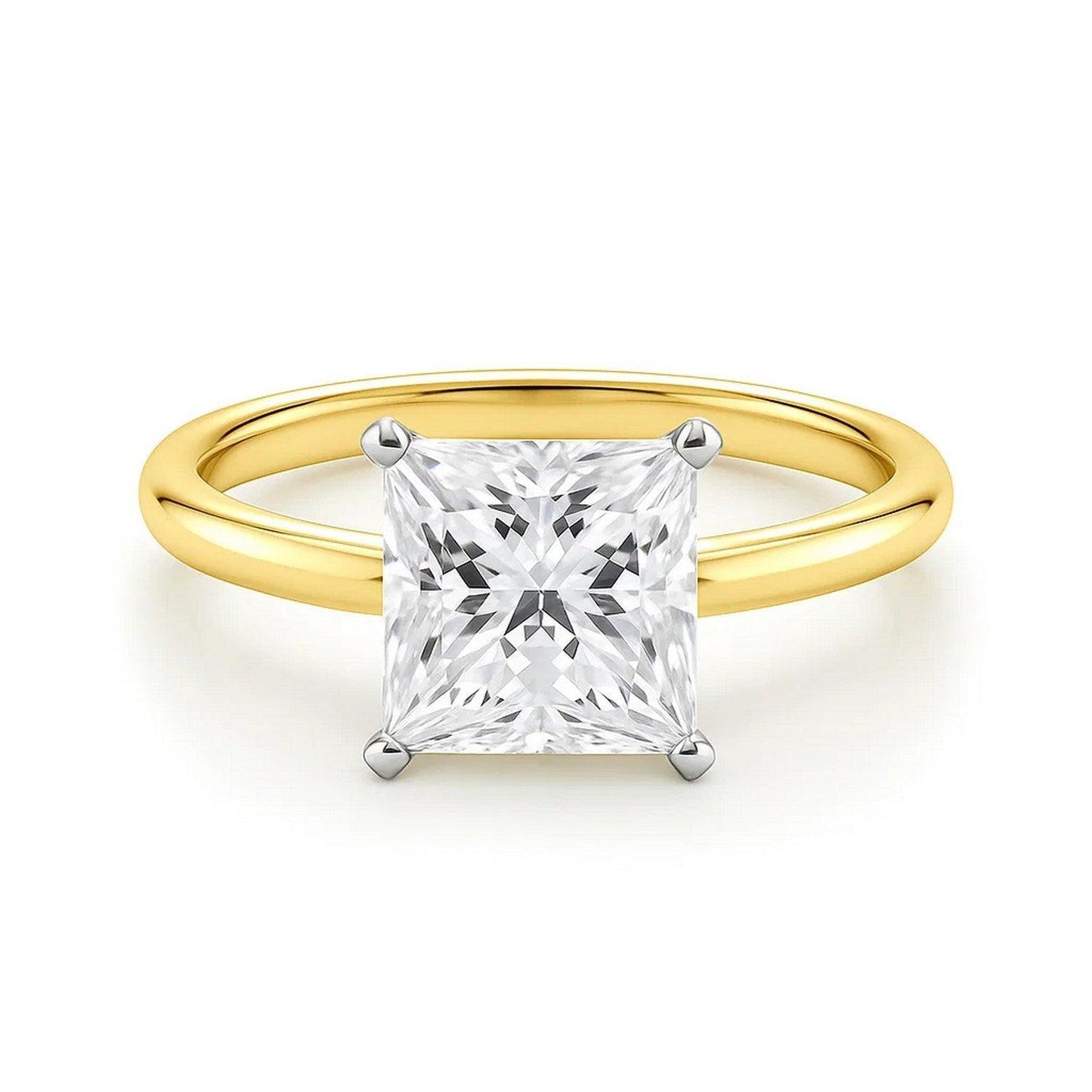 3 Carat Princess Lab Grown IGI G/VS1 Diamond Solitaire Ring in 14K Yellow Gold