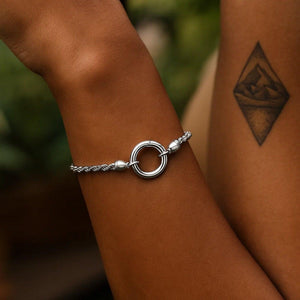 Sterling Silver Rhodium Plated Fancy Push Lock Rope Chain Bracelet (3.40 mm)