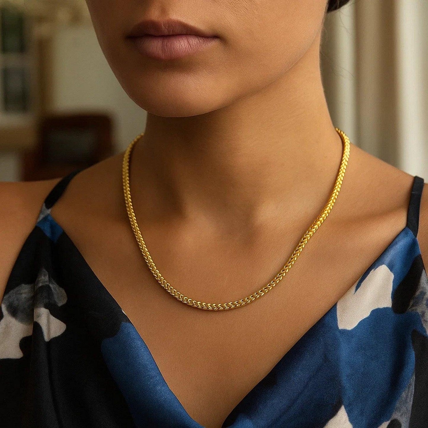 14k Yellow Gold Square Franco Chain (3.00 mm)