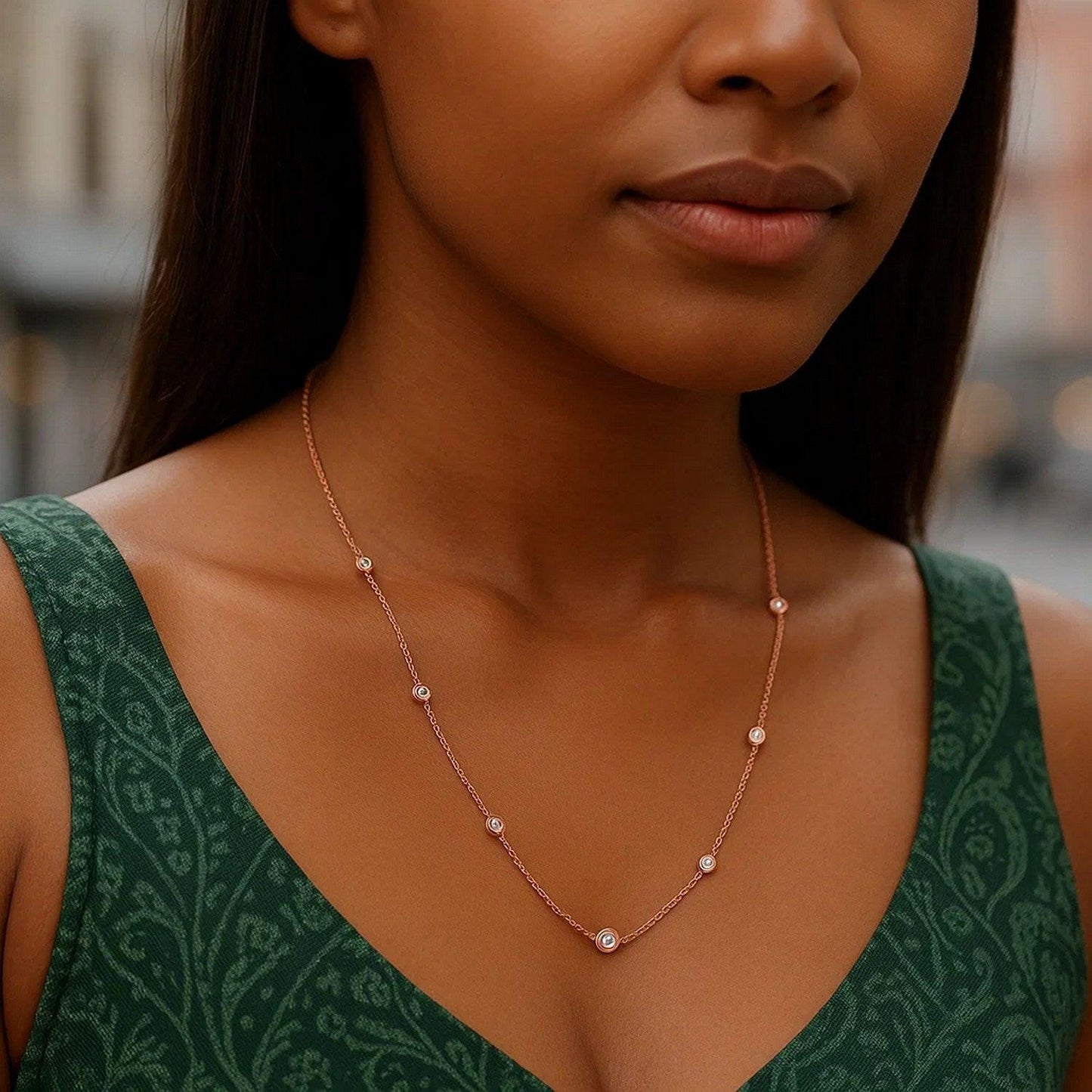 14K Rose Gold Diamonds by the Yard Necklace