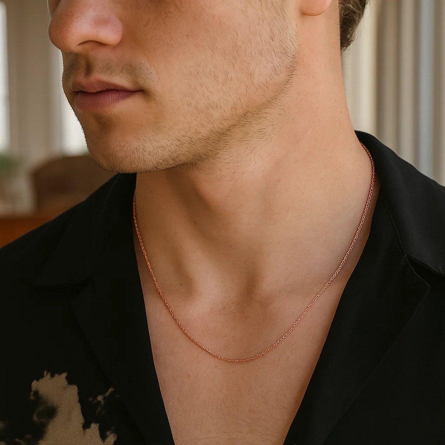 14k Rose Gold Machine Rope Chain (0.95 mm)