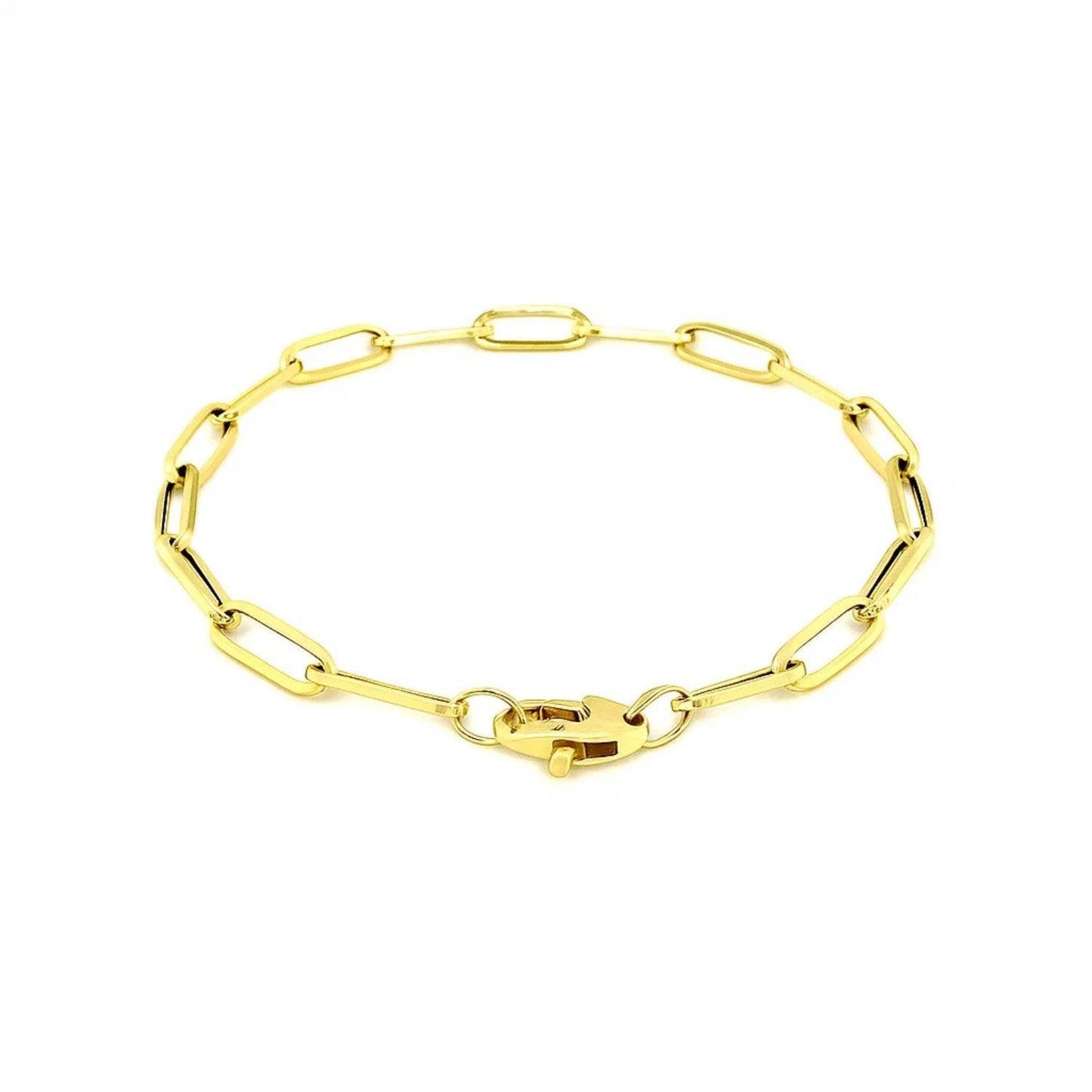 14K Yellow Gold Bold Paperclip Chain Bracelet (4.20 mm)