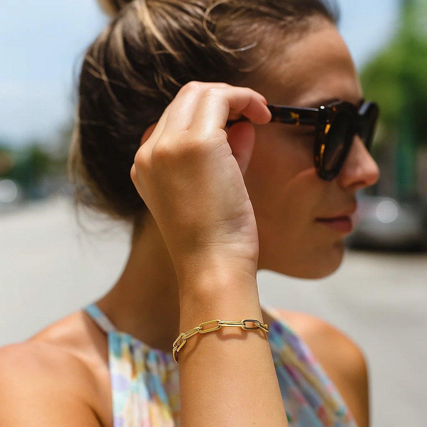 14K Yellow Gold Bold Paperclip Chain Bracelet (4.20 mm)