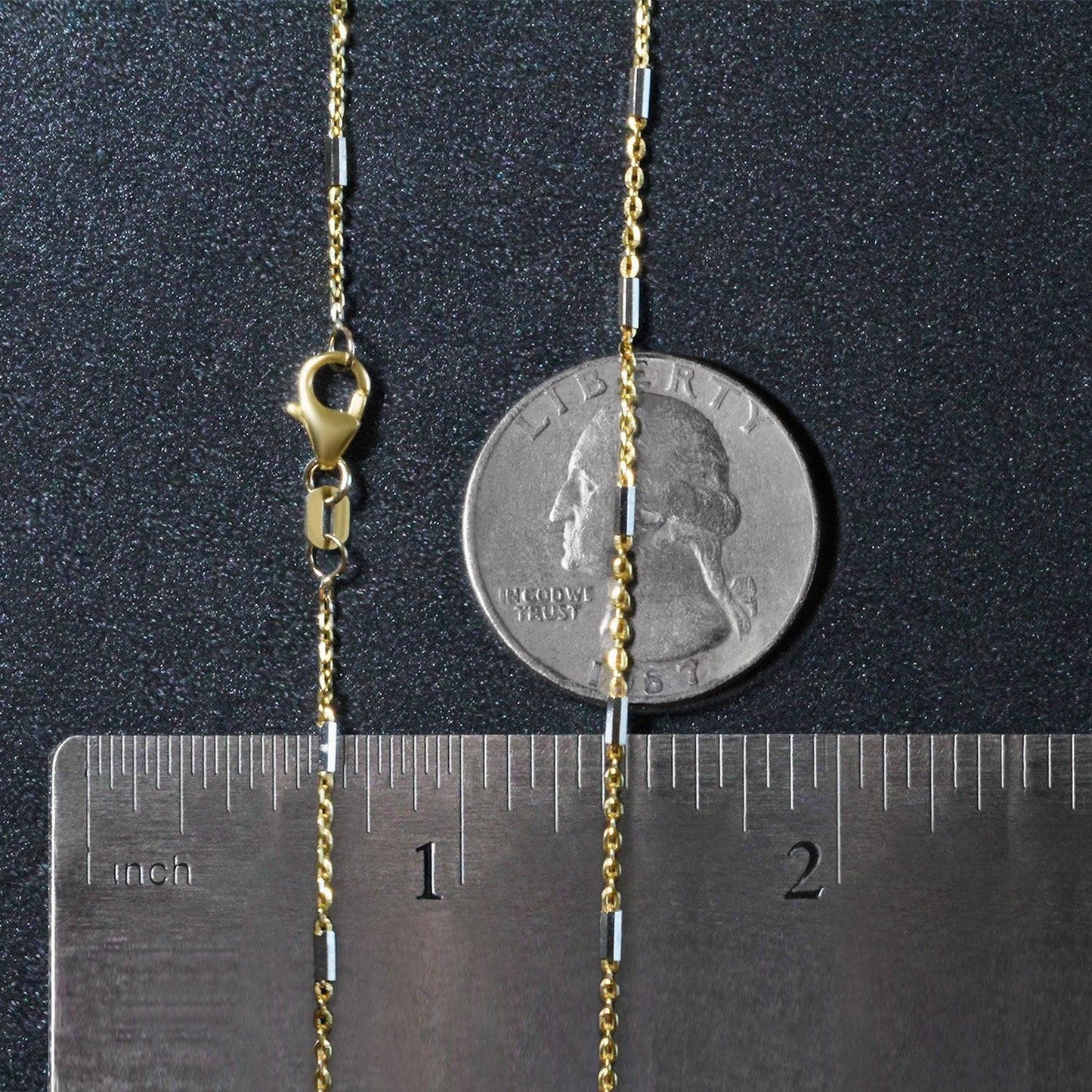 Bar Links Pendant Chain in 14k Two Tone Gold (1.00 mm)