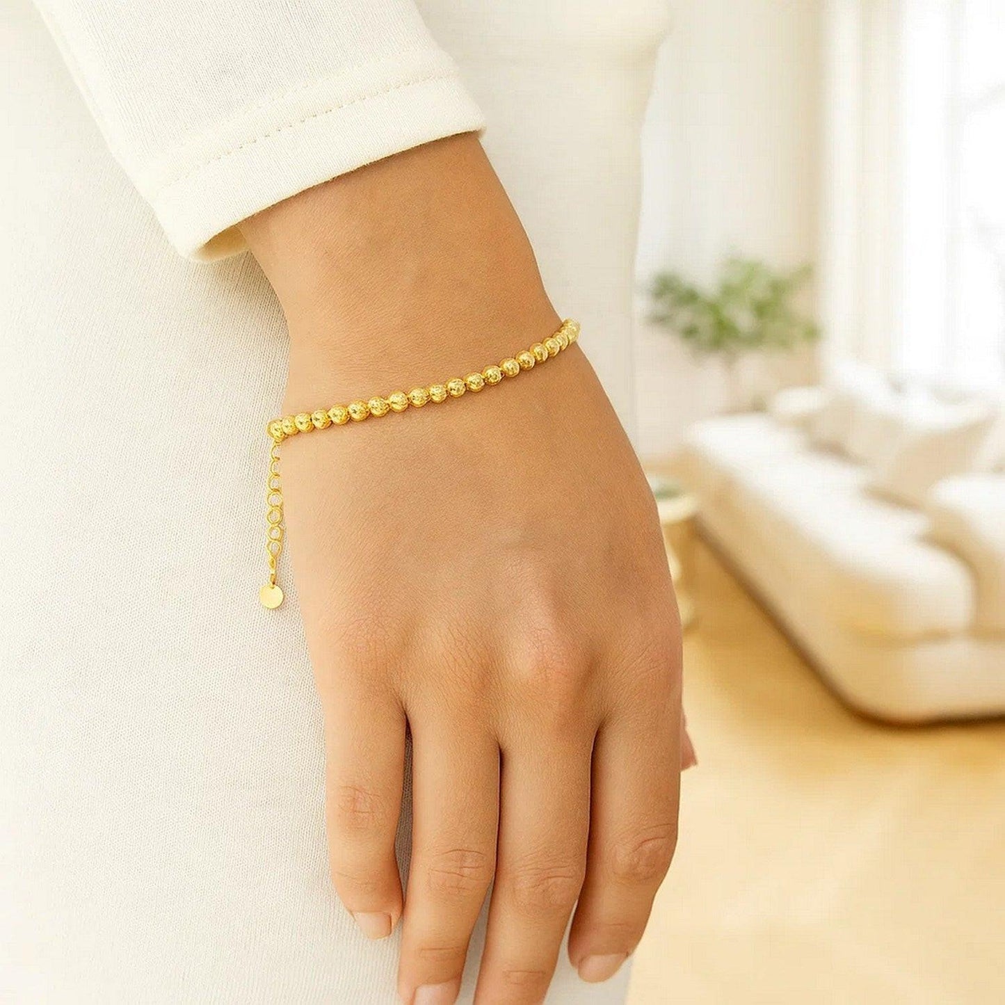 14K Yellow Gold Bead Bracelet (4.00 mm)