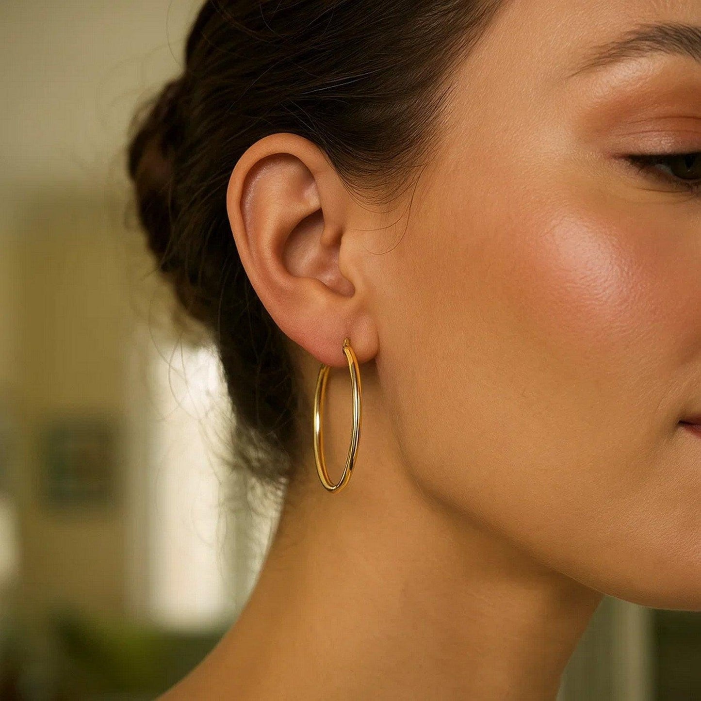 Classic Hoop Earrings in 14K Yellow Gold (2x35 mm)