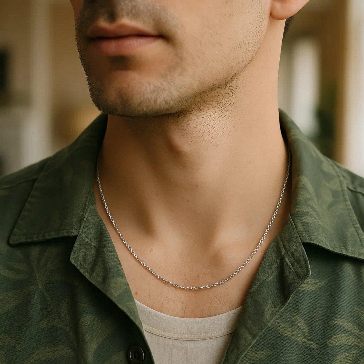 Sterling Silver Rhodium Plated Round Cable Chain (1.10 mm)