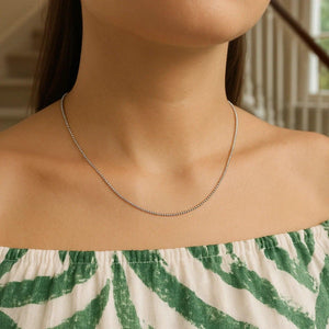 14k White Gold Bead Chain 1.0mm (1.00 mm)