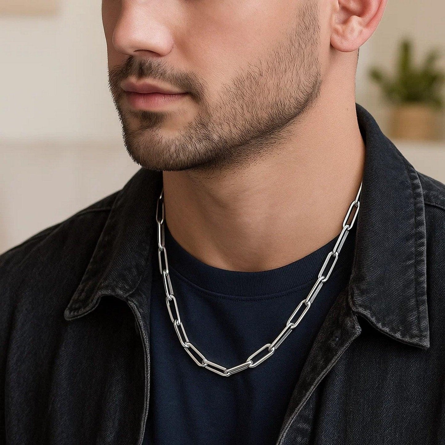 14k White Gold Bold Paperclip Chain (4.2 mm)