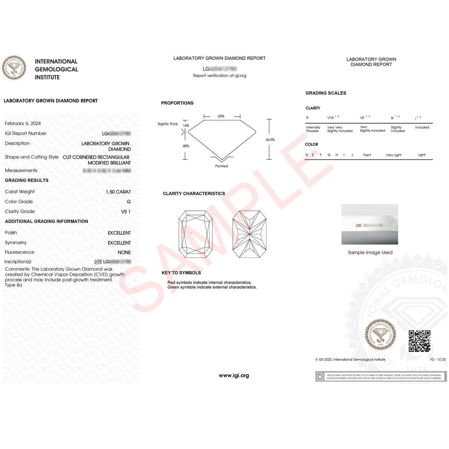 1 1/2 Carat Radiant Lab Grown IGI G/VS1 Diamond Solitaire Ring in 14K White Gold
