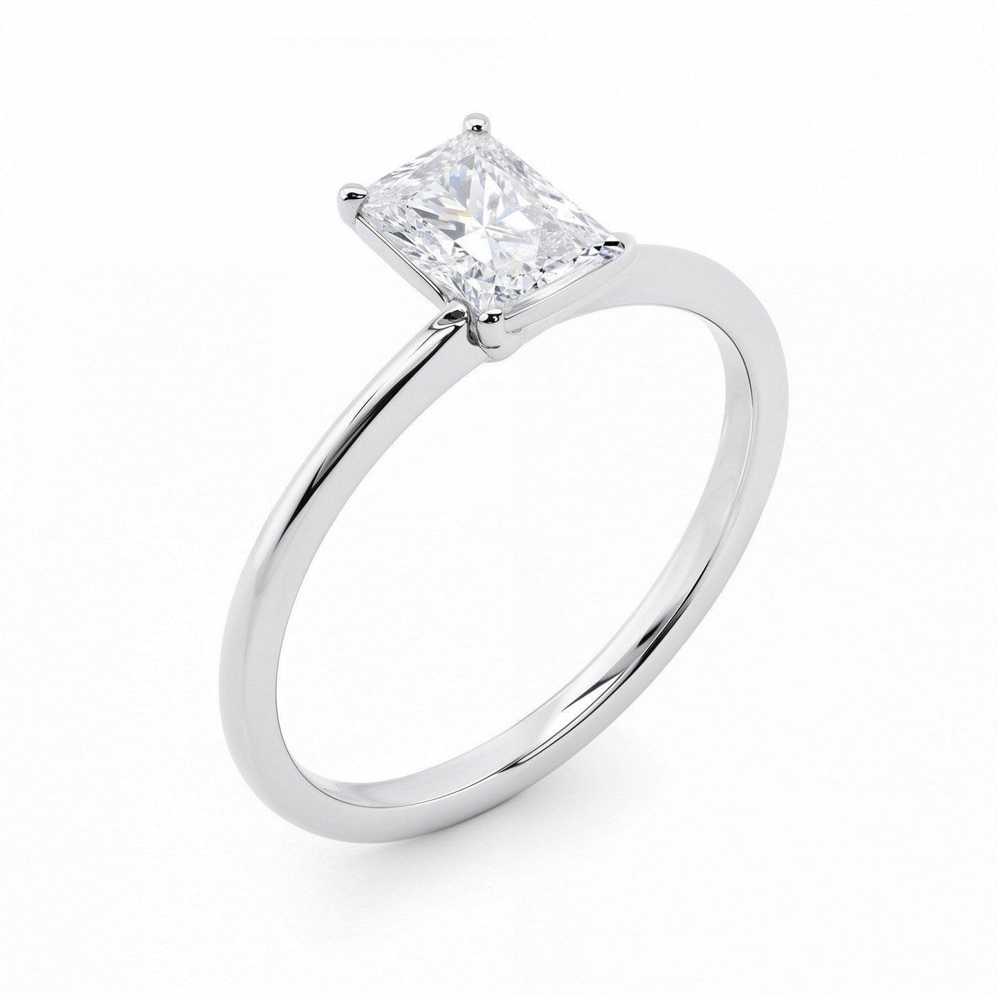 1 1/2 Carat Radiant Lab Grown IGI G/VS1 Diamond Solitaire Ring in 14K White Gold