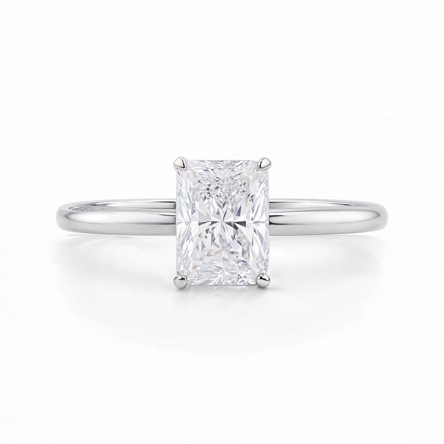 1 1/2 Carat Radiant Lab Grown IGI G/VS1 Diamond Solitaire Ring in 14K White Gold