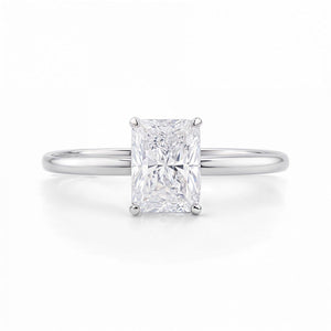1 1/2 Carat Radiant Lab Grown IGI G/VS1 Diamond Solitaire Ring in 14K White Gold