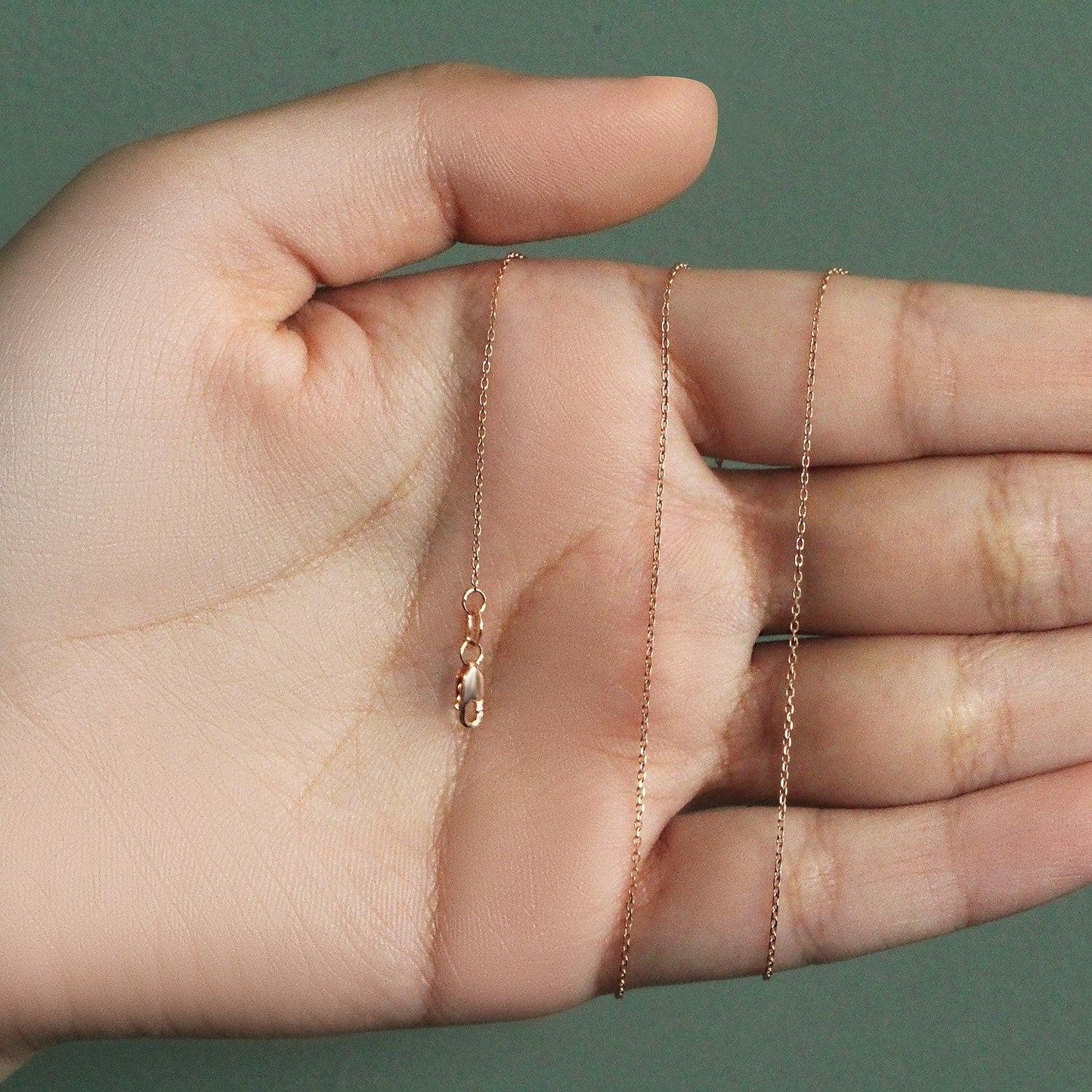 18k Rose Gold Diamond Cut Cable Link Chain (0.80 mm)