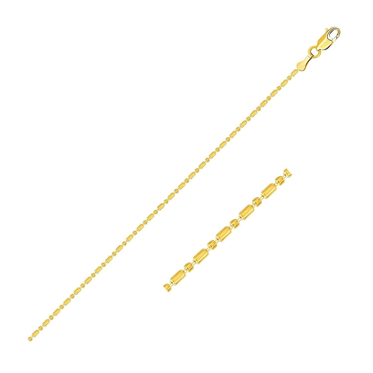 14k Yellow Gold Diamond-Cut Bead Chain (0.90 mm)