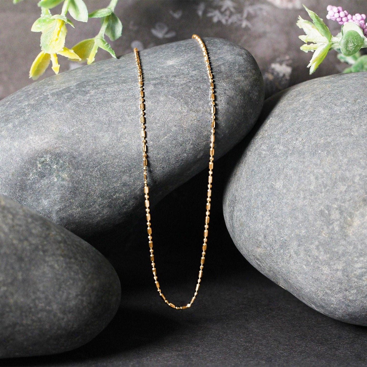 14k Yellow Gold Diamond-Cut Bead Chain (0.90 mm)