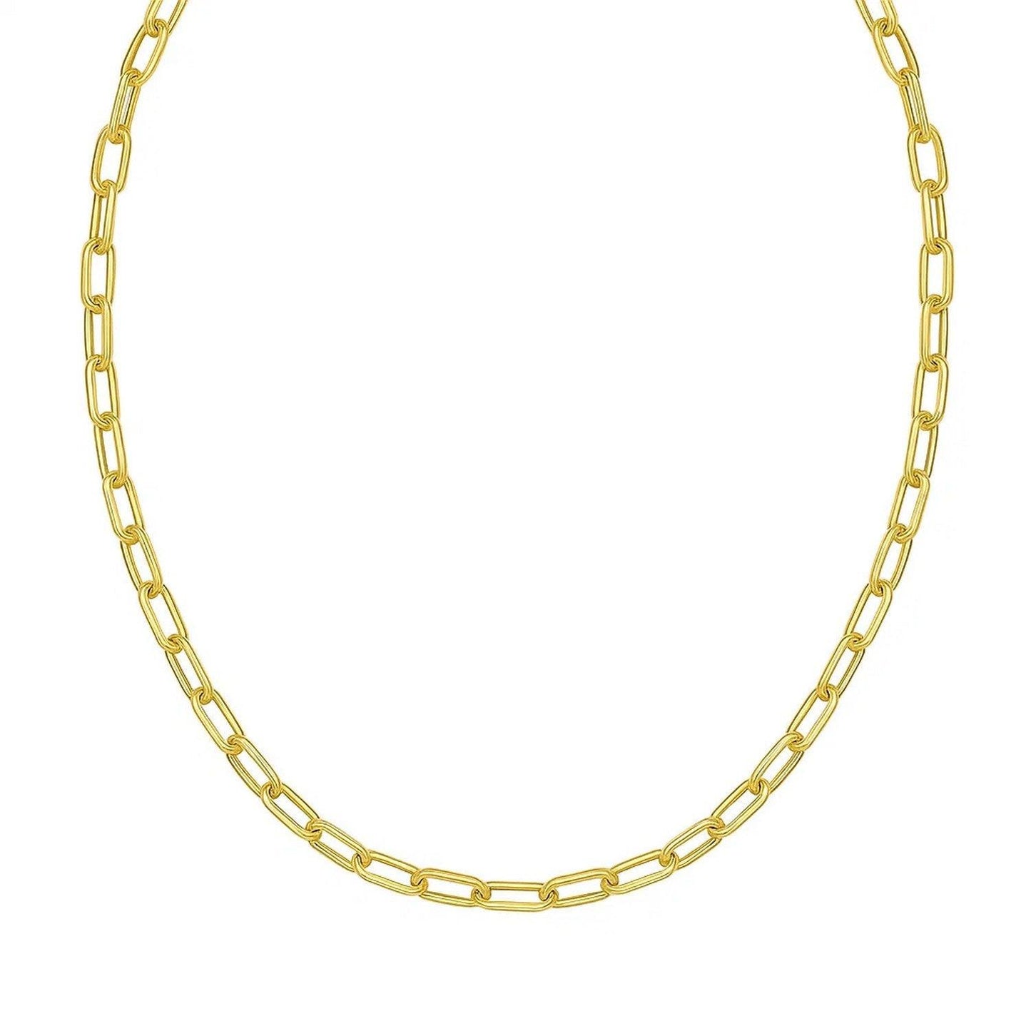 14K Yellow Gold Charm Lock Paperclip Chain