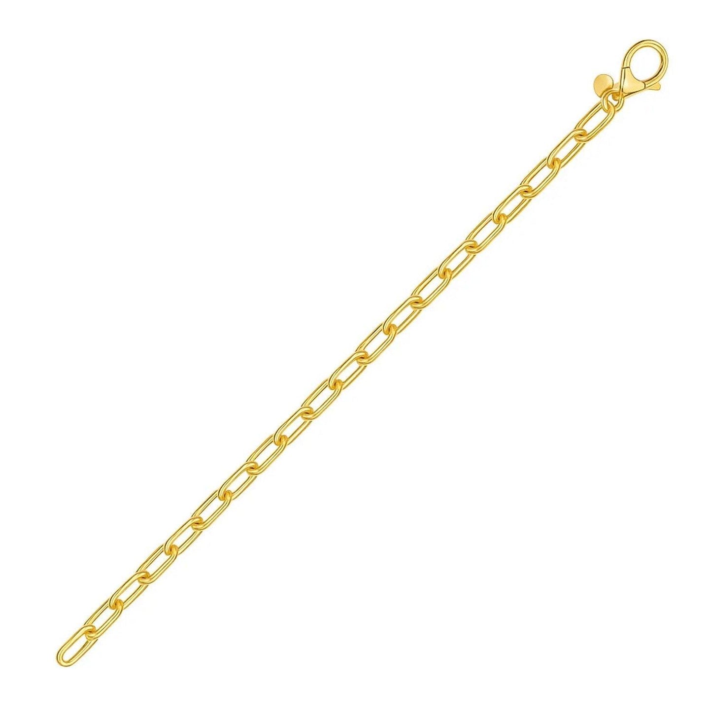 14K Yellow Gold Charm Lock Paperclip Chain
