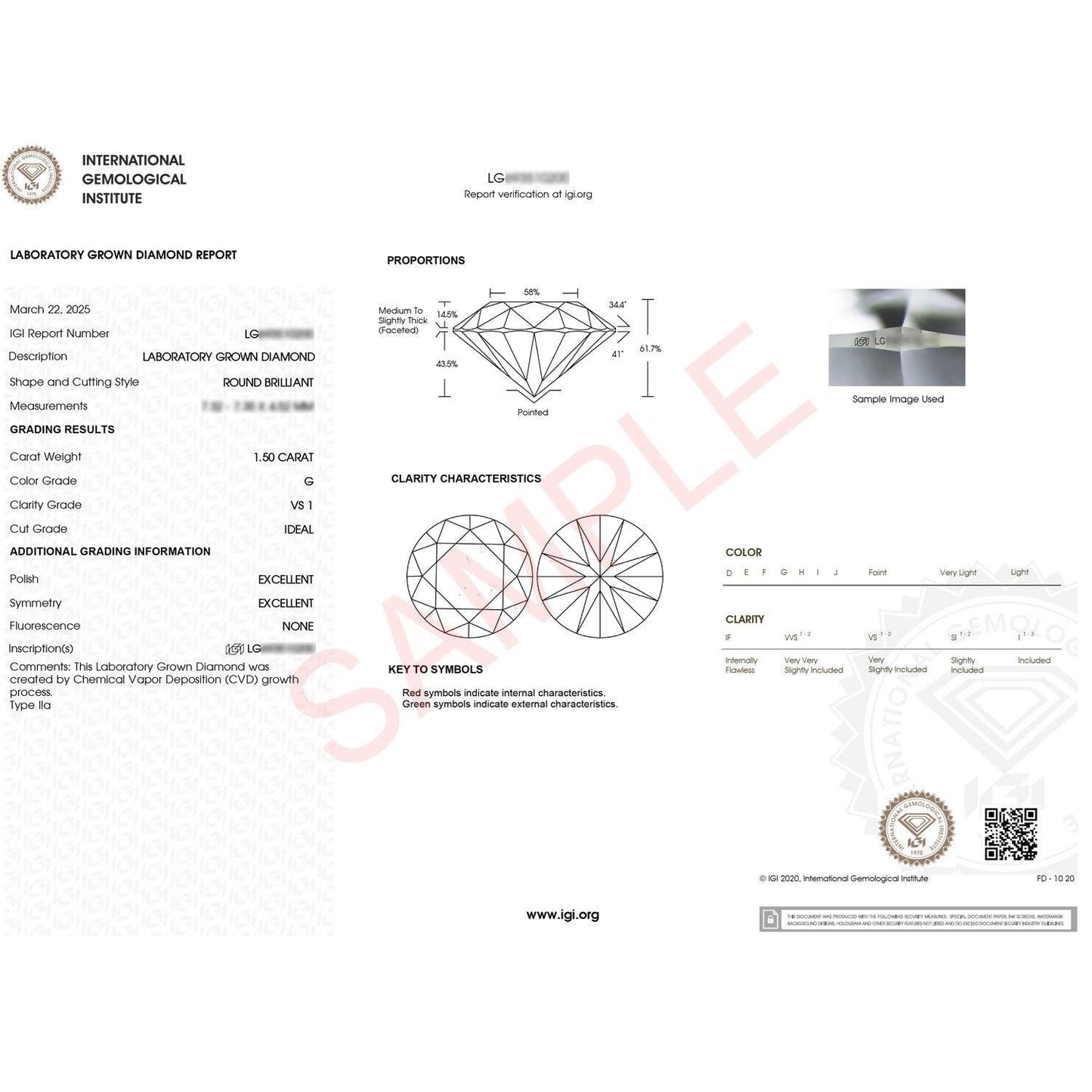 1 1/2 Carat Round Lab Grown IGI G/VS1 Diamond Solitaire Ring in 14K White Gold