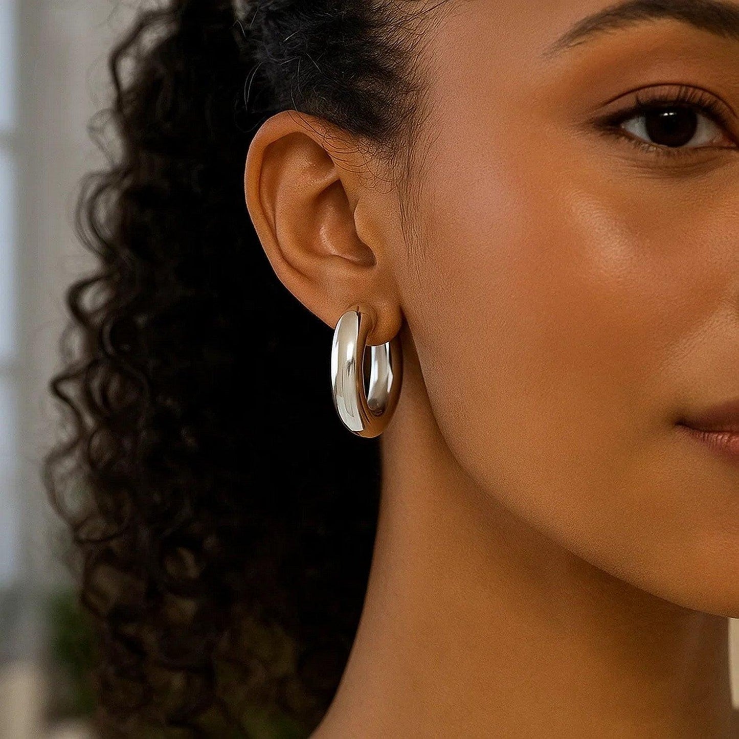Sterling Silver Round Hoop Earrings