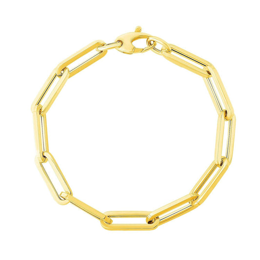 14K Yellow Gold Extra Wide Paperclip Chain Bracelet (6.10 mm)