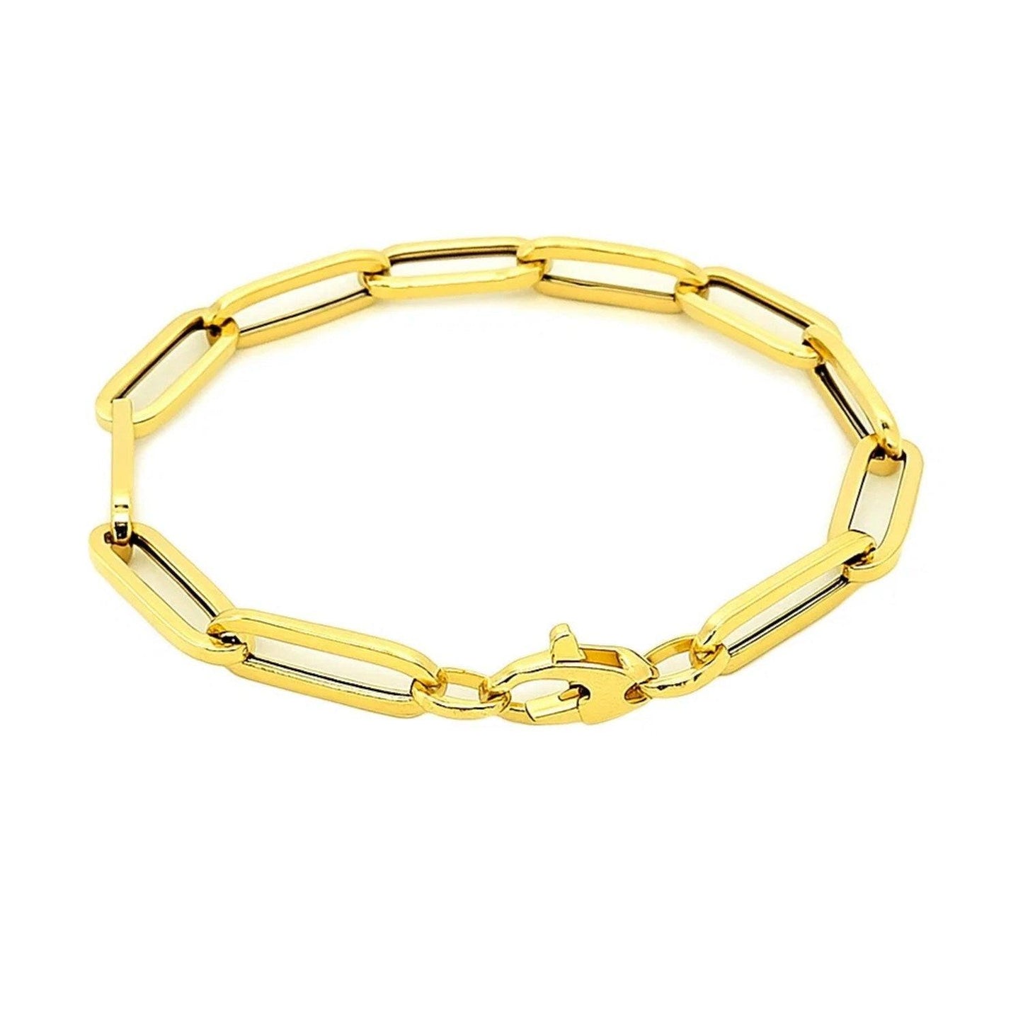 14K Yellow Gold Extra Wide Paperclip Chain Bracelet (6.10 mm)