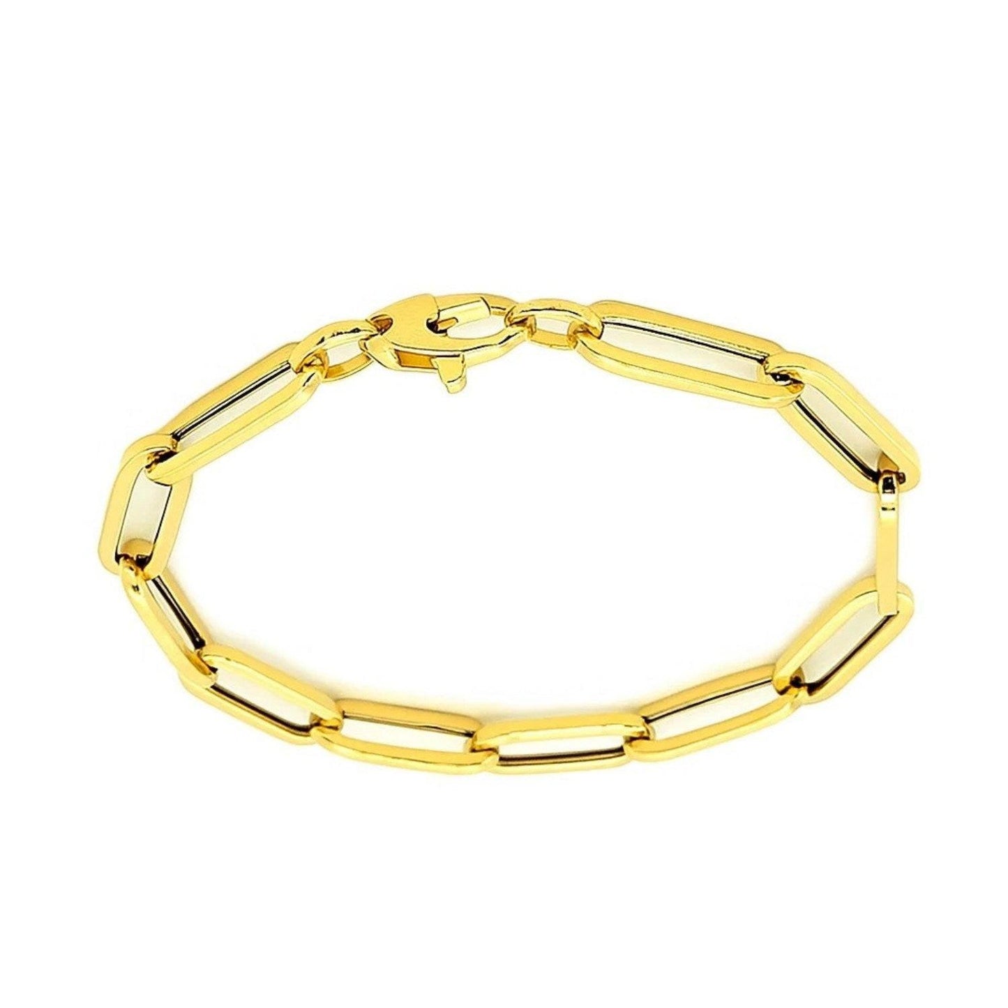 14K Yellow Gold Extra Wide Paperclip Chain Bracelet (6.10 mm)
