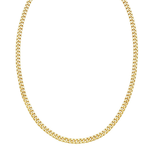 14K Yellow Gold Petite Faceted Cuban Link Chain Necklace (4.50 mm)