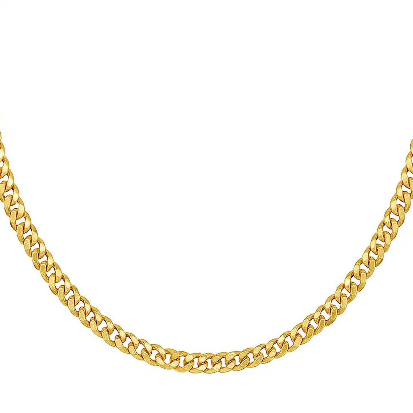 14K Yellow Gold Petite Faceted Cuban Link Chain Necklace (4.50 mm)