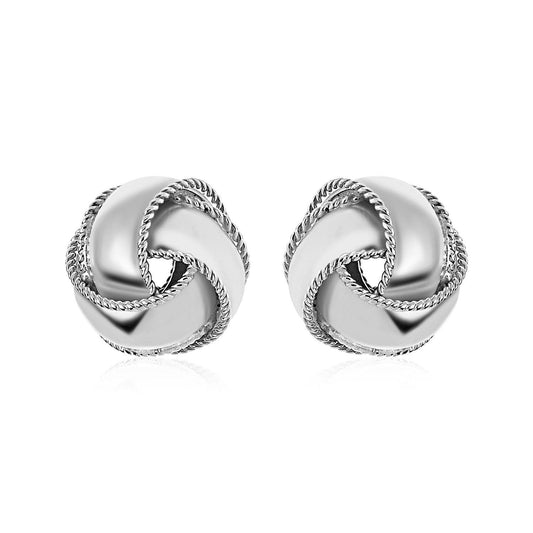 Textured and Polished Love Knot Earrings in Sterling Silver(13mm)