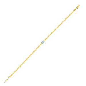 14K Yellow Gold Blue Topaz Mirrored Chain (2.20 mm)