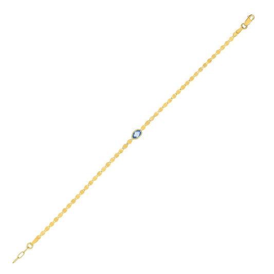 14K Yellow Gold Blue Topaz Mirrored Chain (2.20 mm)