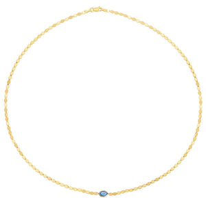 14K Yellow Gold Blue Topaz Mirrored Chain (2.20 mm)