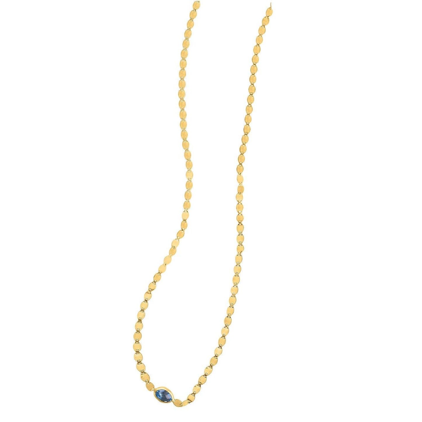 14K Yellow Gold Blue Topaz Mirrored Chain (2.20 mm)