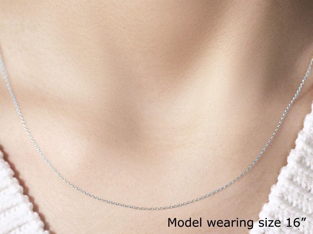 18k White Gold Round Cable Link Chain (0.97 mm)