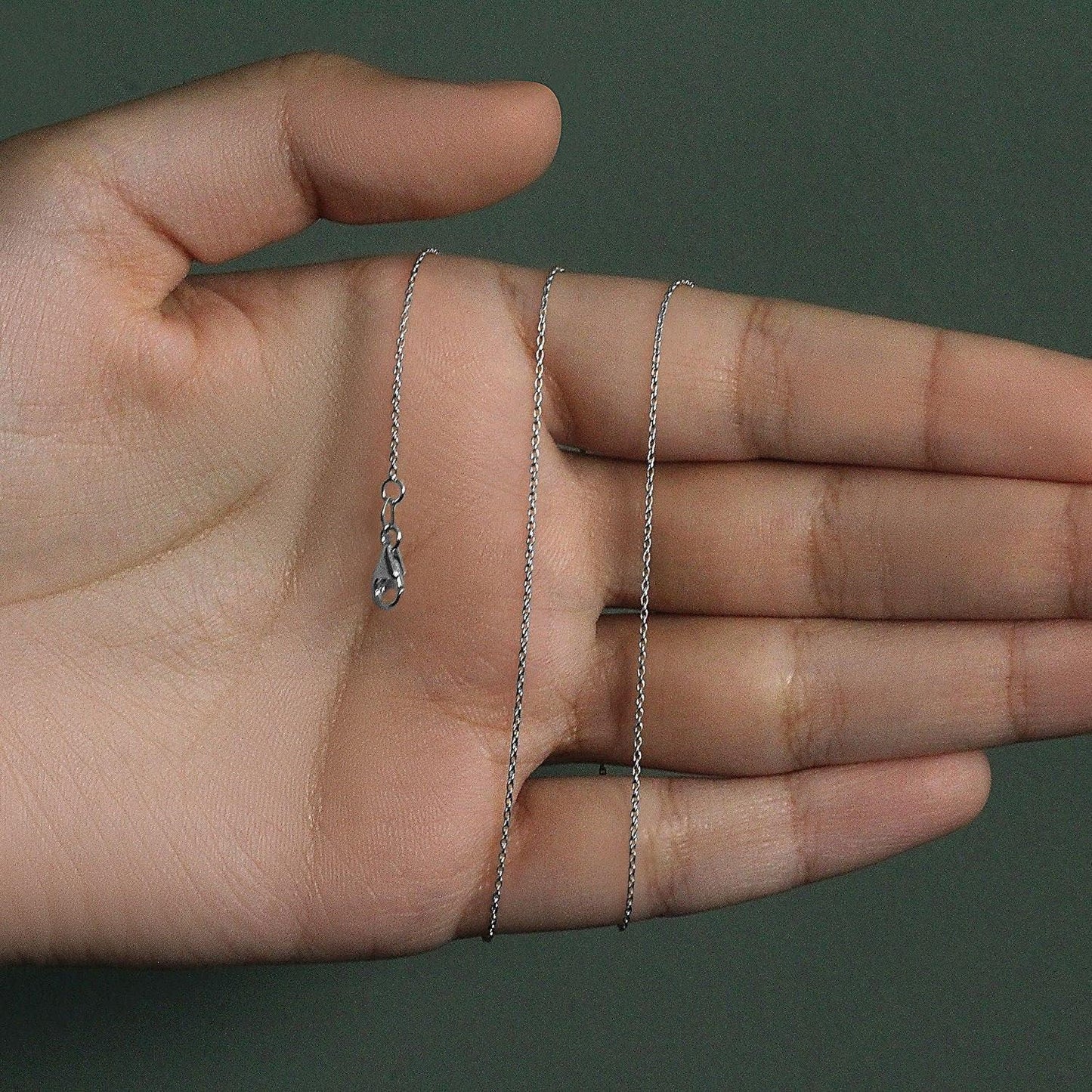 18k White Gold Round Cable Link Chain (0.97 mm)