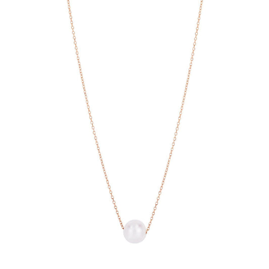 14k Rose Gold Pearl Solitaire Necklace