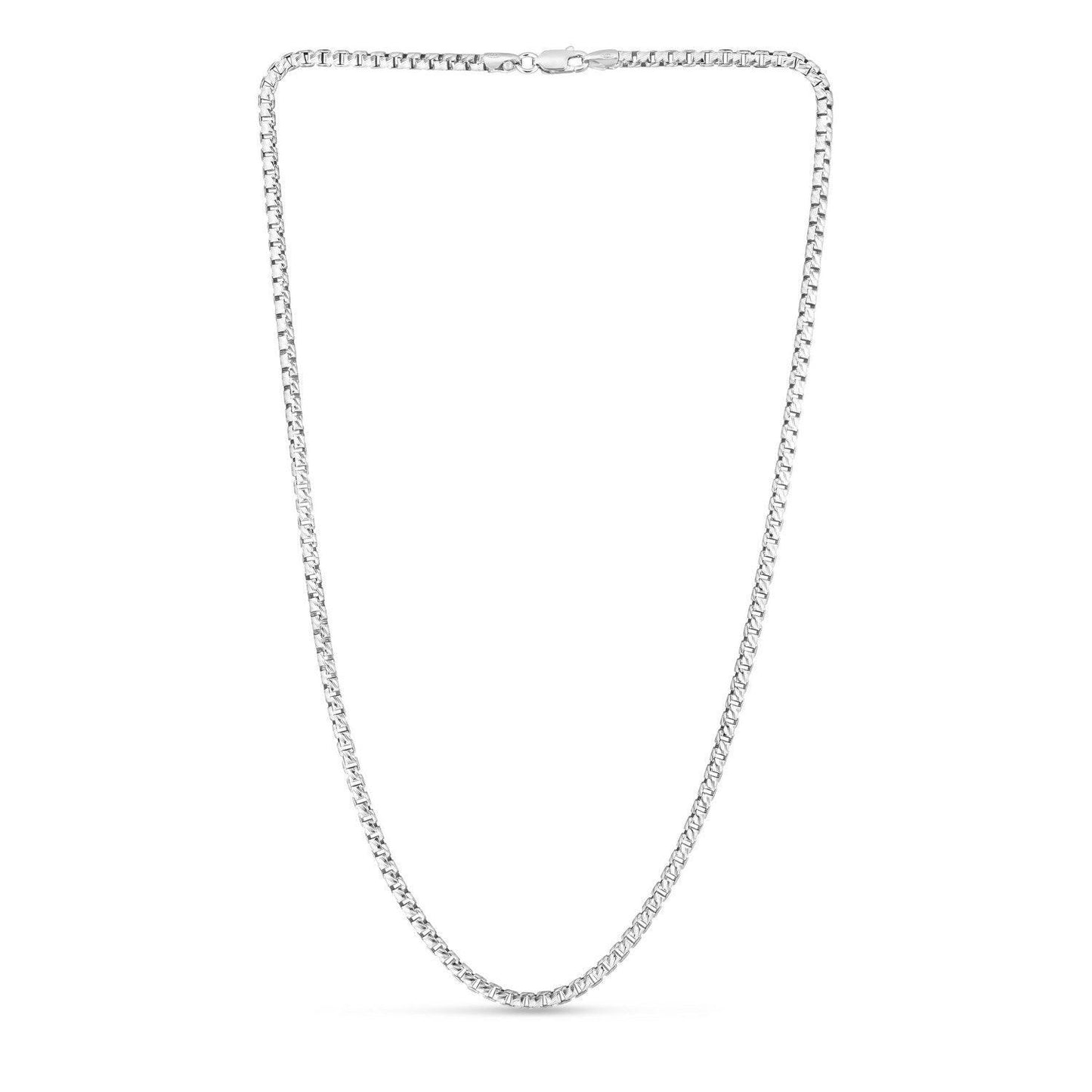 Sterling Silver Rhodium Plated Rockstar Cut Round Box Chain (2.90 mm)