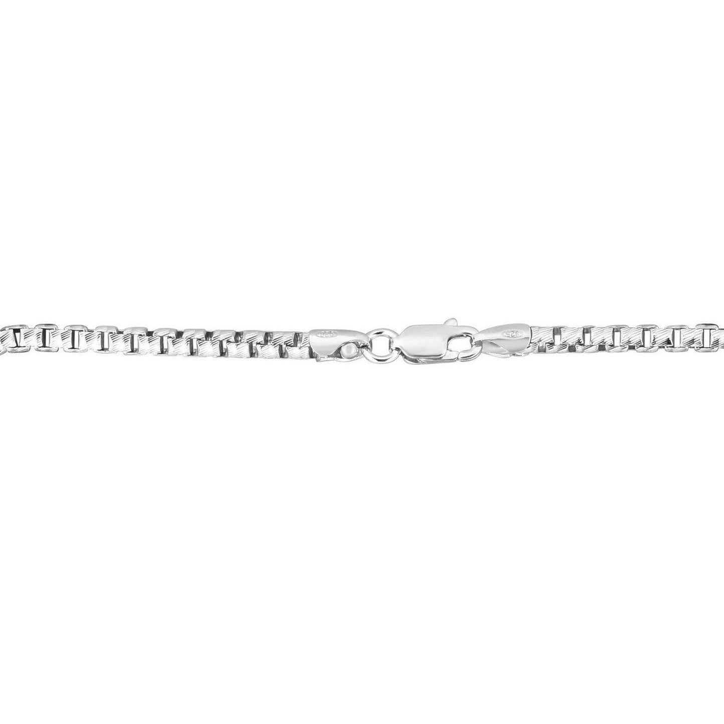 Sterling Silver Rhodium Plated Rockstar Cut Round Box Chain (2.90 mm)