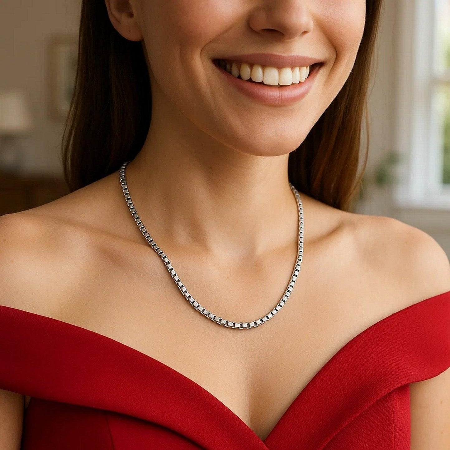 Sterling Silver Rhodium Plated Rockstar Cut Round Box Chain (2.90 mm)