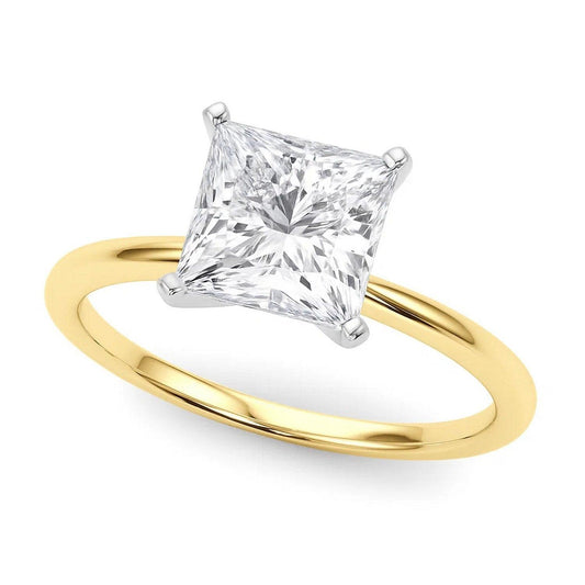 3 Carat Princess Lab Grown IGI G/VS1 Diamond Solitaire Ring in 10K Yellow Gold