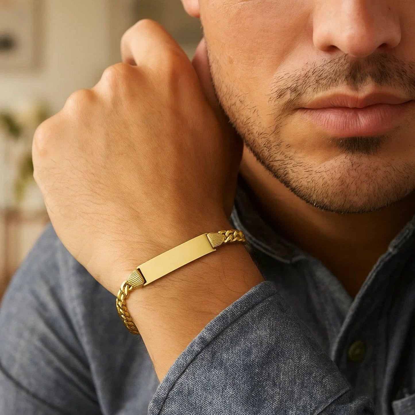 14K Yellow Gold Lite Cuban ID Bracelet (7.20 mm)