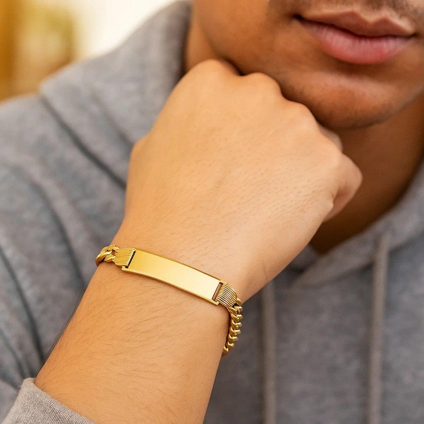 14K Yellow Gold Lite Cuban ID Bracelet (7.20 mm)