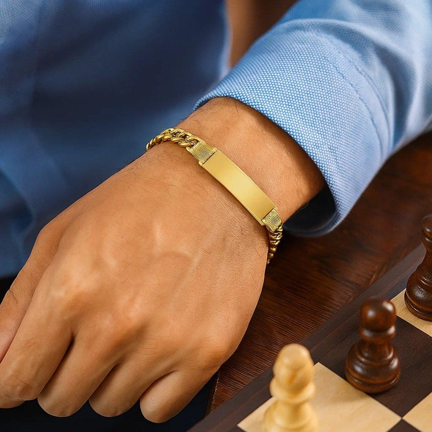 14K Yellow Gold Lite Cuban ID Bracelet (7.20 mm)