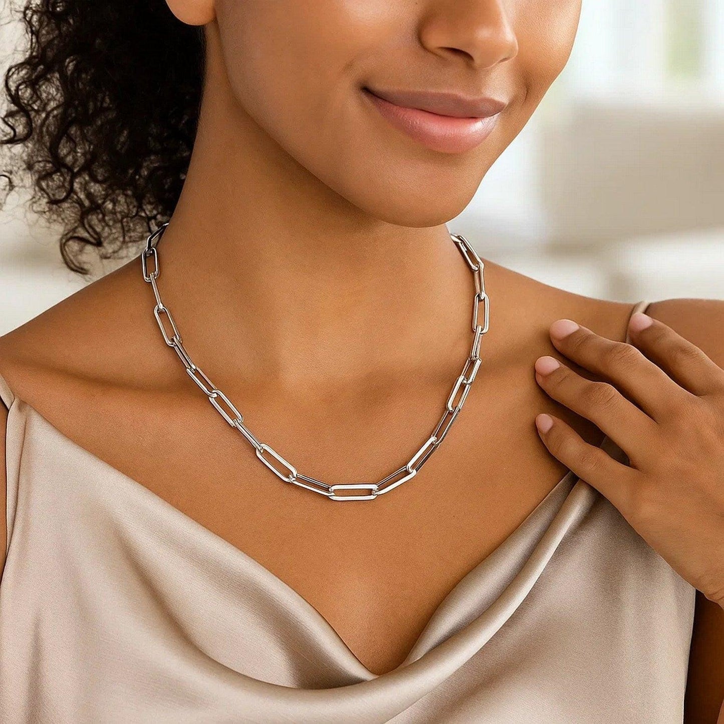 Sterling Silver Paperclip Chain Necklace