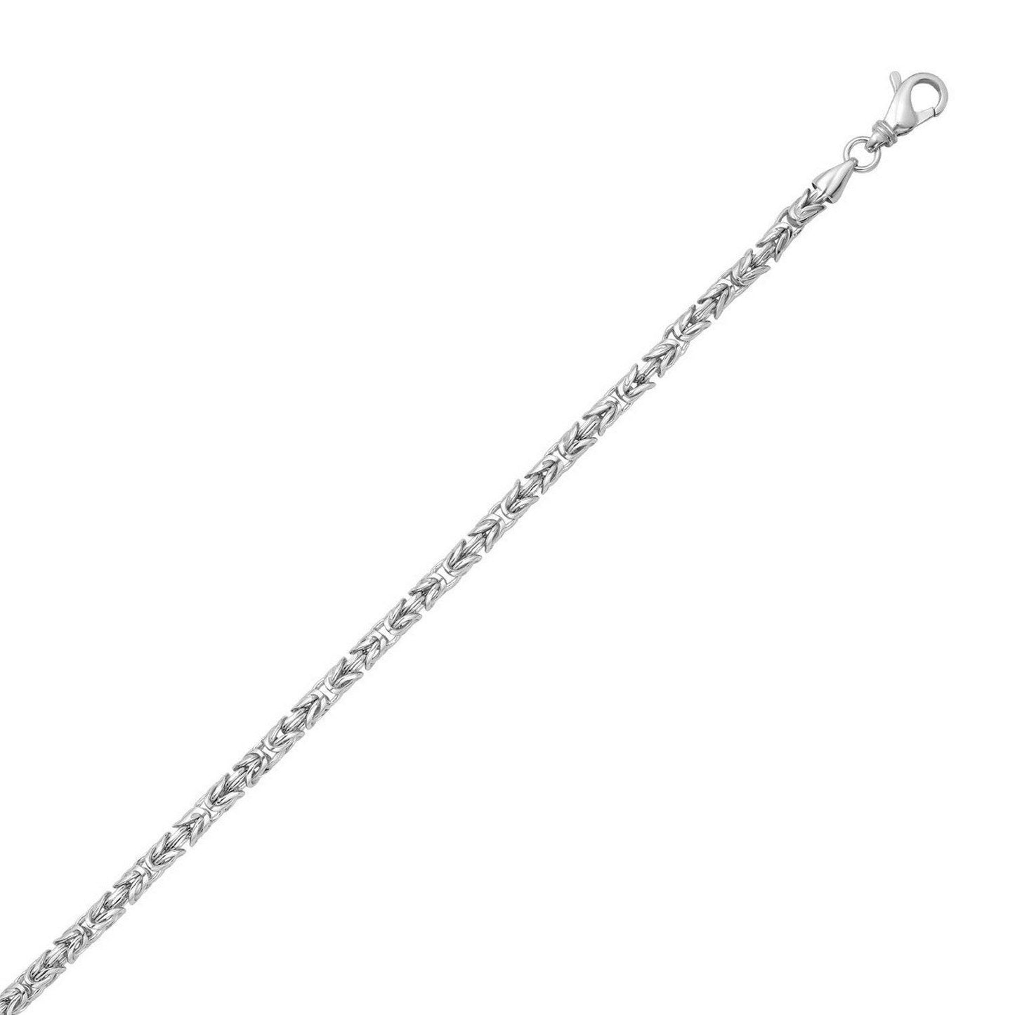 Sterling Silver Rhodium Plated Solid Round Byzantine Chain (4.10 mm)