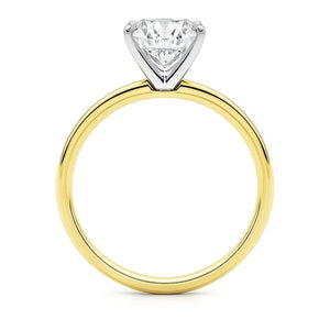 3 Carat Cushion Lab Grown IGI G/VS1 Diamond Solitaire Ring in 14K Yellow Gold