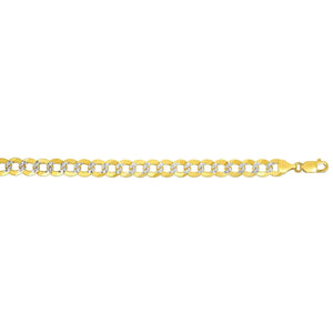 14k Two Tone Gold Pave Curb Bracelet (8.30 mm)