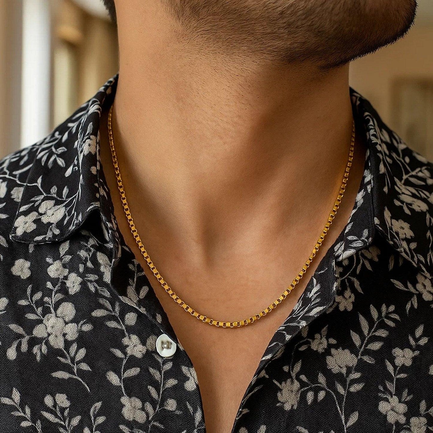 14k Yellow Gold Semi Solid Box Chain (2.5 mm)