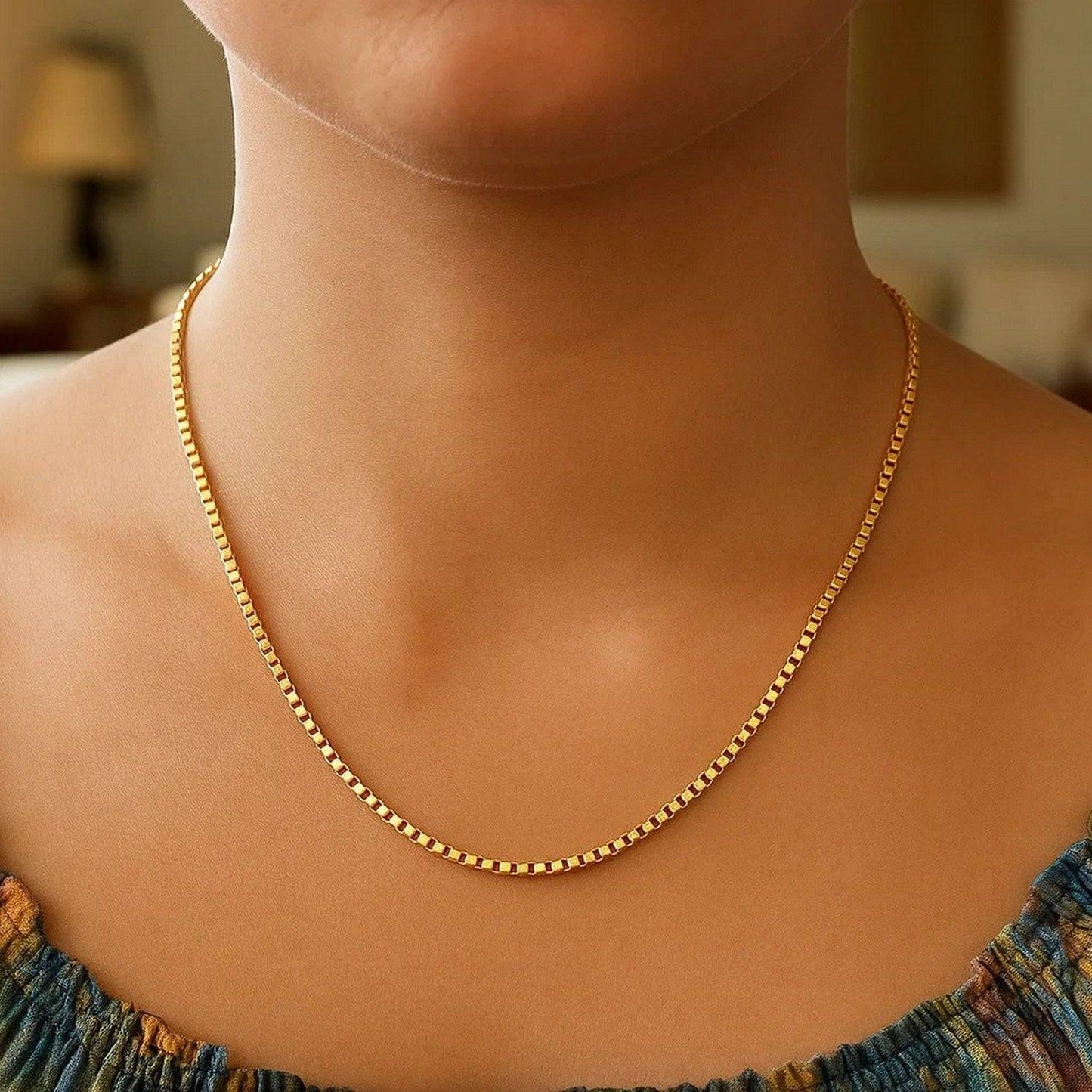 14k Yellow Gold Semi Solid Box Chain (2.5 mm)